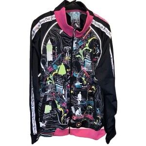 Artful Dodger Jacket Men 4X Allover Print Skater Hip Hop Paint Music Embroider